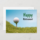 Golfer Happy Pension mit Golfball bei Abschlag Postkarte (Vorne/Hinten)