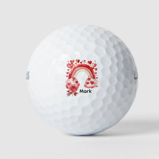 Golfer Happy Valentine's Day love rainbow Golfball (Vorderseite)