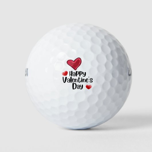 Golfer Happy Valentine's Day mit Liebe rotes Herz Golfball (Vorderseite)