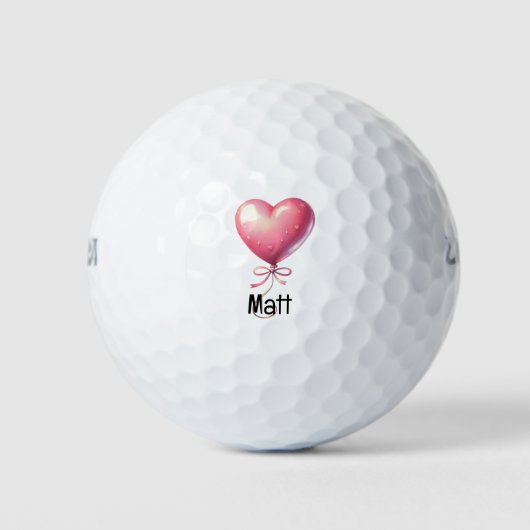 Golfer Happy Valentine's Day mit Liebe rotes Herz Golfball (Vorderseite)