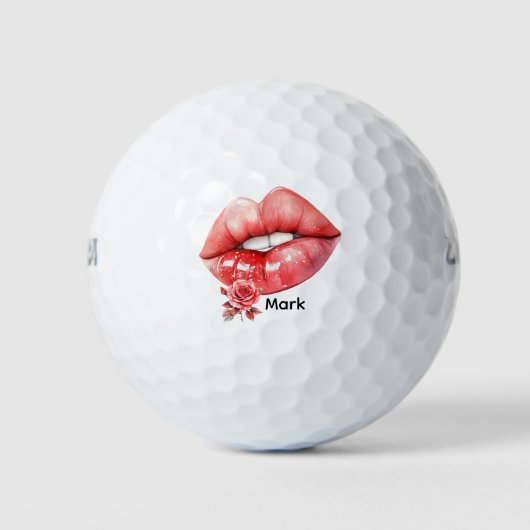 Golfer Happy Valentine's Day with big lips Golfball (Vorderseite)
