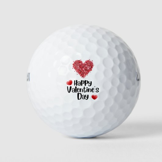 Golfer Happy Valentine's Day with love red heart   Golfball (Vorderseite)