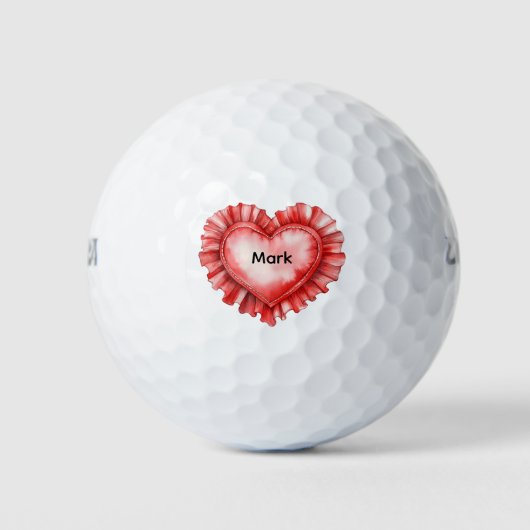 Golfer Happy Valentine's Day with love red heart   Golfball (Vorderseite)