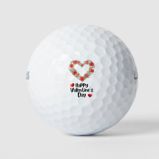 Golfer Happy Valentine's Day with love red heart   Golfball (Vorderseite)