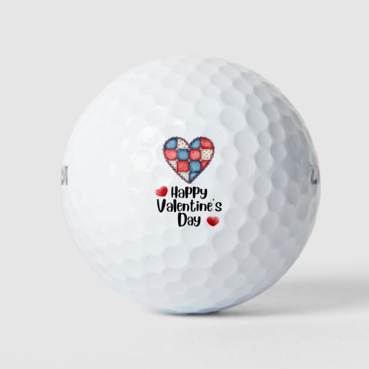 Golfer Happy Valentine's Day with love red heart   Golfball (Vorderseite)