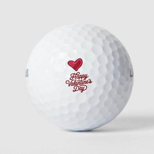 Golfer Happy Valentine's Day with love red heart   Golfball (Vorderseite)