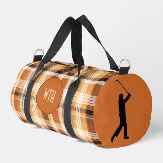 Golfer "Herbst Gold" Karierter Duffel-Beutel Duffle Bag (Linke Seite)
