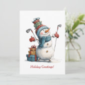Golfer Holiday Card Feiertagskarte (Stehend Vorderseite)