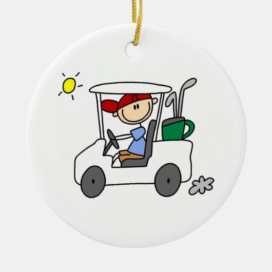 Golfer im Golf Cart Keramikornament (Vorne)