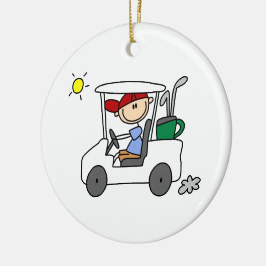 Golfer im Golf Cart Keramikornament (Links)