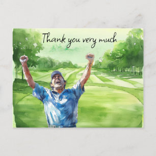 Golfer im Golfplatz Aquarell Dank Karte