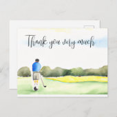 Golfer im Golfplatz Aquarell Dank Karte (Vorne/Hinten)