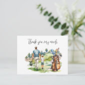 Golfer im Golfplatz Aquarell für Vater Postkarte (Stehend Vorderseite)