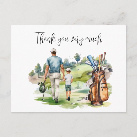 Golfer im Golfplatz Aquarell für Vater Postkarte (Vorderseite)