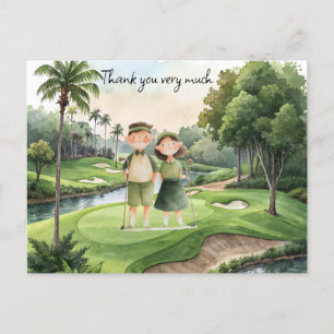 Golfer im Golfplatz Aquarellpaar Golfer Postkarte