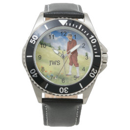 Golfer im mit Monogramm Vintagen Stil Armbanduhr