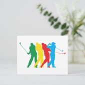 Golfer in Bewegung Postkarte (Stehend Vorderseite)