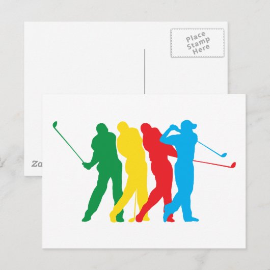 Golfer in Bewegung Postkarte (Vorne/Hinten)