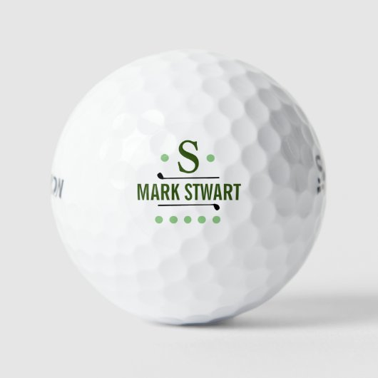 Golfer Initial | Golf-Player mit Monogramm Golfball (Vorderseite)