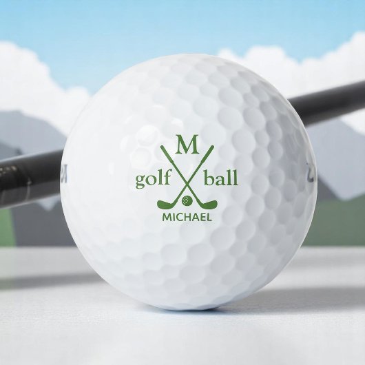 Golfer Initial und Name . Army-Green Monogram Golfball