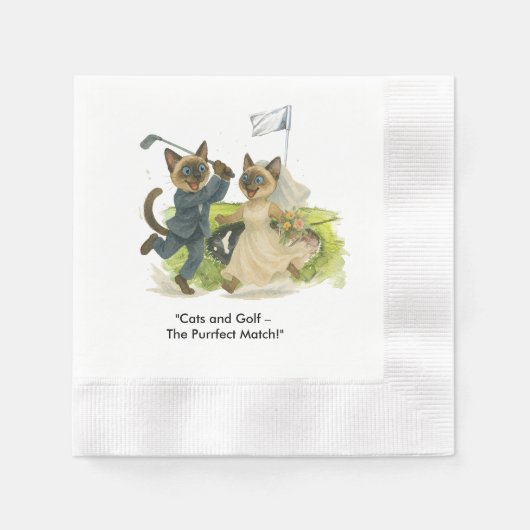 Golfer is on golf course for cat lovers Wedding Serviette (Vorderseite)