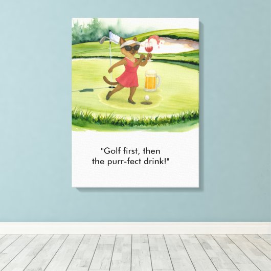 Golfer is on putting green for Siamese Cat lovers Leinwanddruck (Insitu (Holzboden))