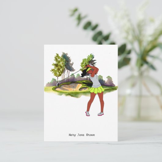 Golfer ist die golffarbene Wasserfarbe für Golfer Postkarte (Stehend Vorderseite)