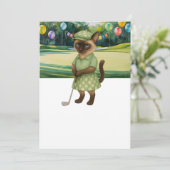 Golfer Katze Geburtstagsturnier Einladung (Stehend Vorderseite)