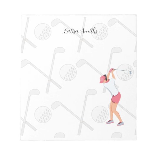 Golfer Lady ist Golfnotenpaddel Notizblock (Vorderseite)