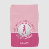 Golfer Lady Silhouette Golf Ball Quote Chic Pink Golfhandtuch (Vorderseite)