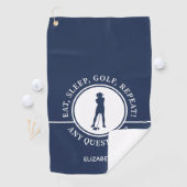 Golfer Lady Silhouette Sportblau für ihr Funny Golfhandtuch (Insitu)