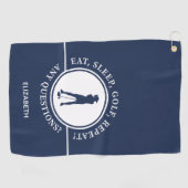 Golfer Lady Silhouette Sportblau für ihr Funny Golfhandtuch (Horizontal)