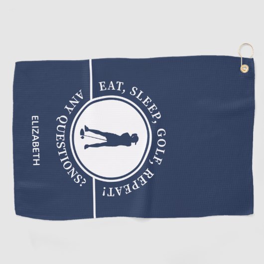 Golfer Lady Silhouette Sportblau für ihr Funny Golfhandtuch (Horizontal)