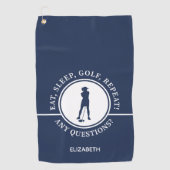 Golfer Lady Silhouette Sportblau für ihr Funny Golfhandtuch (Vorderseite)