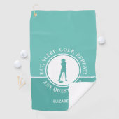Golfer Lady Silhouette Sportlerin Aquamarin für si Golfhandtuch (Insitu)
