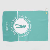 Golfer Lady Silhouette Sportlerin Aquamarin für si Golfhandtuch (Horizontal)
