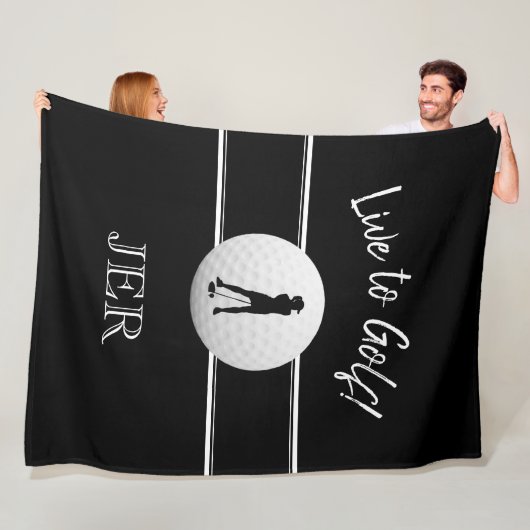 Golfer Ladys Sports Black & White Custom Monogram Fleecedecke (Beispiel)