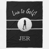Golfer Ladys Sports Black & White Custom Monogram Fleecedecke (Vorderseite)