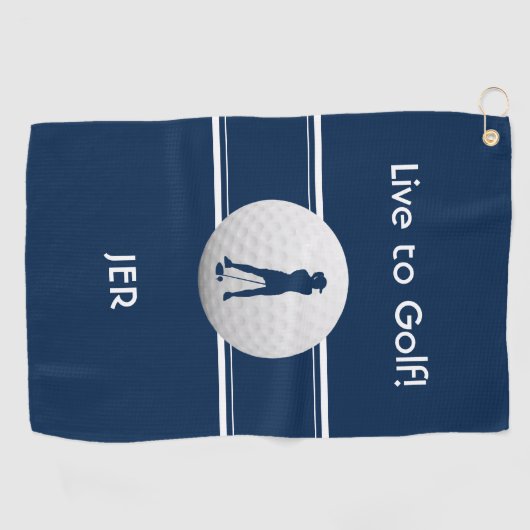 Golfer Ladys Sportvorlage Blau Mit Monogramm Golfhandtuch (Horizontal)
