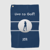 Golfer Ladys Sportvorlage Blau Mit Monogramm Golfhandtuch (Vorderseite)