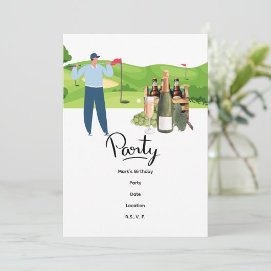 Golfer Let's Par T-Shirt für Party Einladung (Stehend Vorderseite)