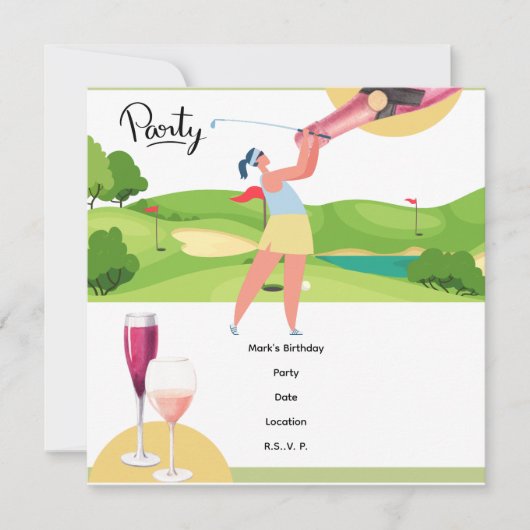 Golfer Let's Par T-Shirt für Party Save The Date (Vorderseite)