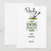 Golfer letzter Schwung vor der Ringbachelor-Party Einladung (Vorne/Hinten)