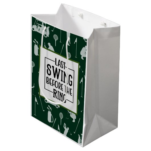 Golfer letzter Schwung vor der Ringbachelor-Party Mittlere Geschenktüte (Vorderseite Schrägansicht)
