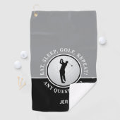 Golfer Male Silhouette Golf Ball Zitat Schwarz Gra Golfhandtuch (Insitu)