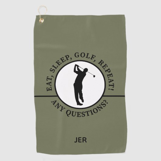 Golfer Male Sports Pro Silhouette Golf Green Black Golfhandtuch (Vorderseite)