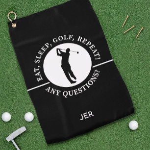 Golfer Male Sports Pro Silhouette Golf Schwarz-wei Golfhandtuch