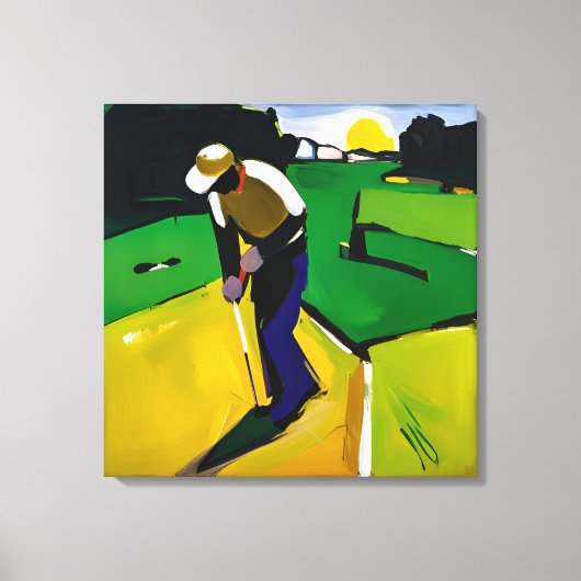 Golfer-Malerei - Stretched Leinwand Art Print (Vorderseite)