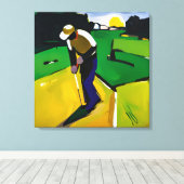 Golfer-Malerei - Stretched Leinwand Art Print (Insitu (Holzboden))
