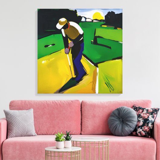 Golfer-Malerei - Stretched Leinwand Art Print (Insitu (Wohnzimmer))